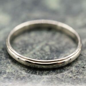 Lovely c.1920 Art Deco Wedding Ring 18k White Gold Milgrain Size 6.25